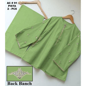 Pocket Emb + back bunch 2pc Cotton dress