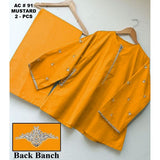 Pocket Emb + back bunch 2pc Cotton dress