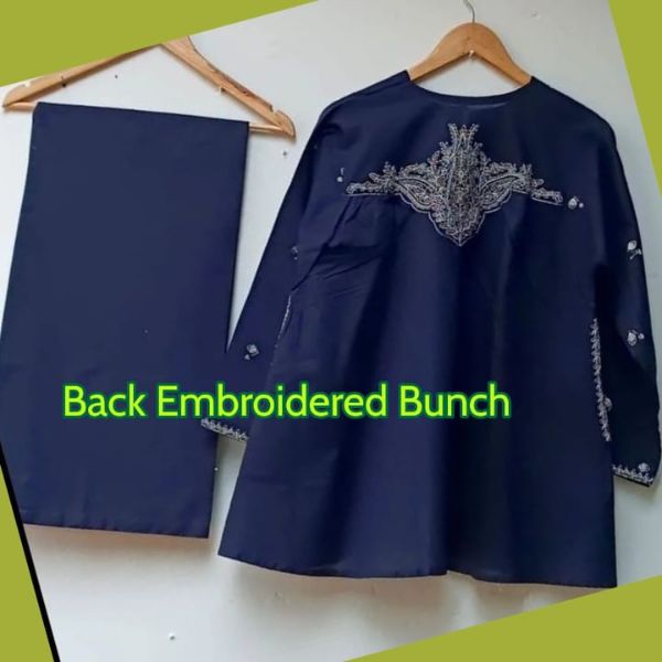 Pocket Emb + back bunch 2pc Cotton dress