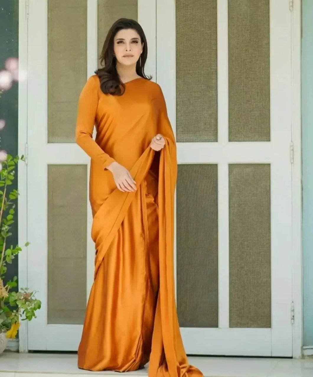 Brownish Orange Silk Saree