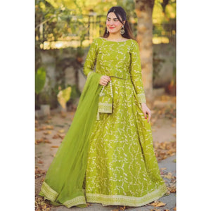 Enchanting Elegance: Embroidered Lehenga Ensemble - 4 Piece Wedding Collection