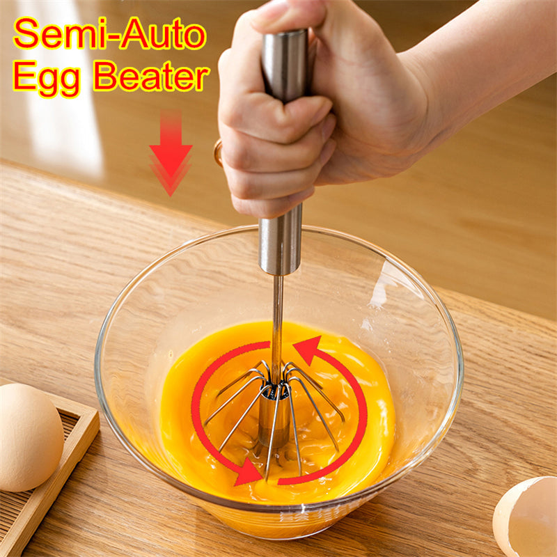 New Manual Egg Beaters Stainless Steel Semi Automatic Rotary Kitchen Accessories Tools