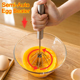 New Manual Egg Beaters Stainless Steel Semi Automatic Rotary Kitchen Accessories Tools