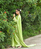 Spring Green Stiched Silk Saree