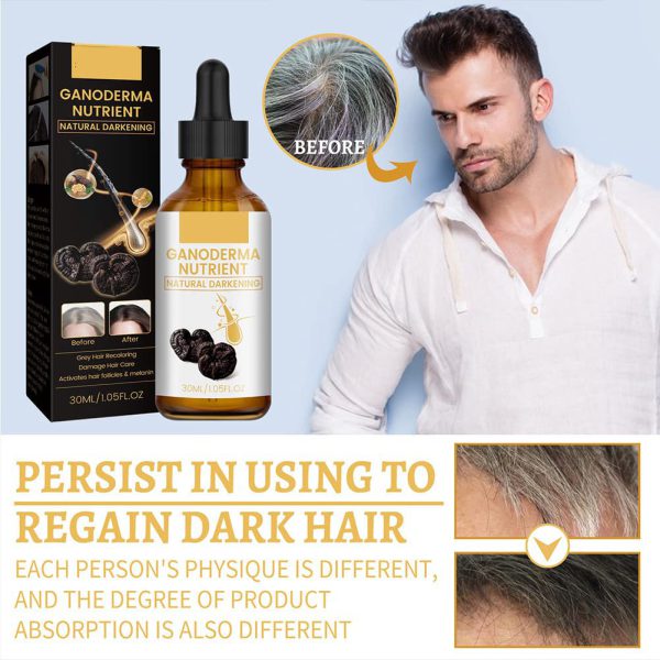 Anti-greying Hair Serum, Dark Serum For Hair, Organic Ganoderma, Inverted Essence For Grey Hair, Darkens Your Hair Naturally Without Damaging