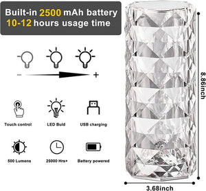 KIHO™  Rechargeable 3D Diamond Crystal Led Lamp