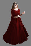 Heavy Embroidered With Front And Back Pearls Attached Gown With Long Maxi Trouser 3Piece