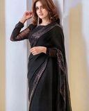 Jannat Mirza Stitched Saree - Black