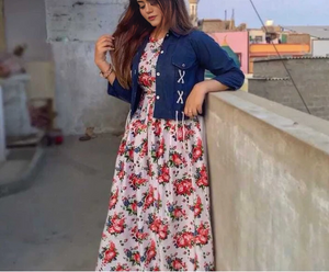 Printed maxi with stylish Jacket & separate belt