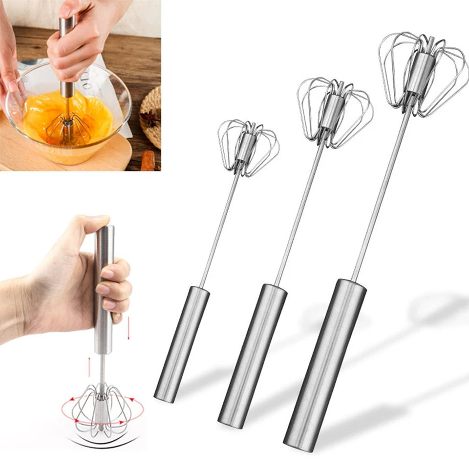 New Manual Egg Beaters Stainless Steel Semi Automatic Rotary Kitchen Accessories Tools